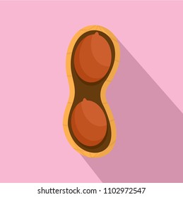 Half of peanut icon. Flat illustration of half of peanut vector icon for web design