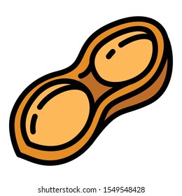 Half peanut shell icon. Outline peeled peanut vector icon for web design isolated on white background