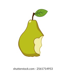 Half of a Pear, Bitten Pear. Editable vector graphic illustration.