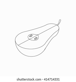 Half of pear icon, isometric 3d style