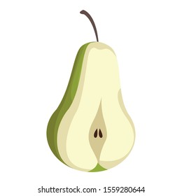 half pear icon over white background, vector illustration