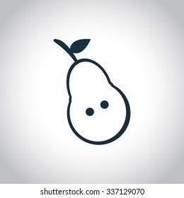 Half of pear icon. Single black flat symbol on a white background