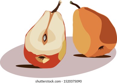 Half pear, illustration, vector on white background.