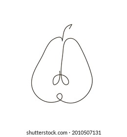 Half a pear one line art. Continuous line drawing of fruit.