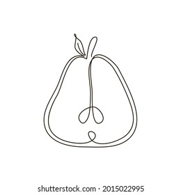 Eine halbe Birne eine Linie Kunst. Kontinuierliche Linienzeichnung der Früchte.