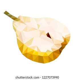 Half of pear polygonal. Vector illustration. Low Poly