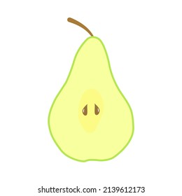 Half pear vector icon. Icon of a cut pear with pits in it. Fruit pear healthy food logo. Vector illustration.