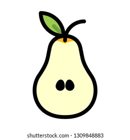 Half pear vector illustration in line color design