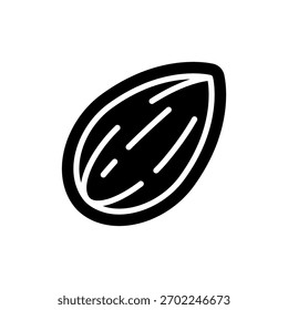 Meia noz de amêndoa descascada na ilustração do vetor do ícone da silhueta do shell