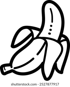 Icono e ilustración de Vector doodle de plátano medio pelado