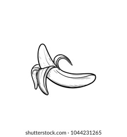 Half peeled banana hand drawn outline doodle icon. Banana vector sketch illustration for print, web, mobile and infographics isolated on white background.