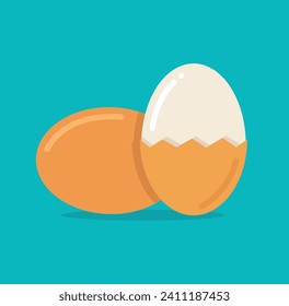 Half peeled boiled egg vector illustration