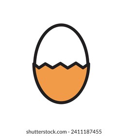 Half peeled boiled egg vector illustration