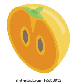 Half persimmon icon. Isometric of half persimmon vector icon for web design isolated on white background