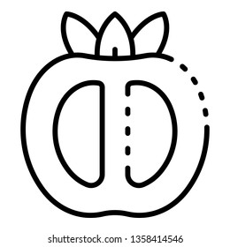 Half persimmon icon. Outline half persimmon vector icon for web design isolated on white background