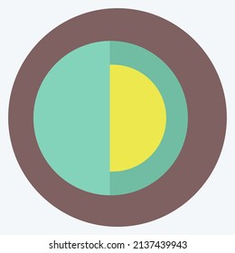 Half Pie Chart Icon in trendy flat style isolated on soft blue background
