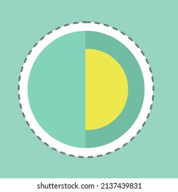 Sticker de gráfico de media línea en línea de moda aislado en fondo azul