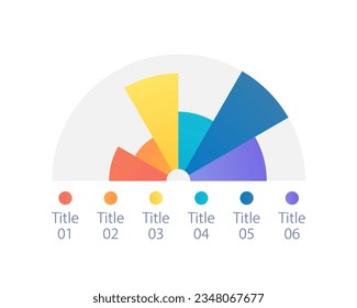 Half pie infographic chart design template. Economic sectors. Five slices. Editable arc infochart with different segments. Visual data presentation. Myriad Pro-Bold, Regular fonts used