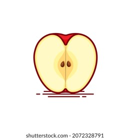 Half piece of apple vector illustration 