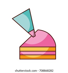 half piece cake with icing bag cream decoration