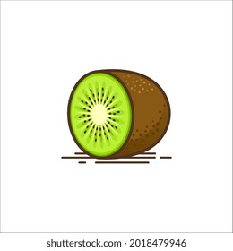 Half piece of kiwi vector illustration isolated on white background