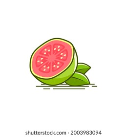 Half piece of pink guava vector illustration 
