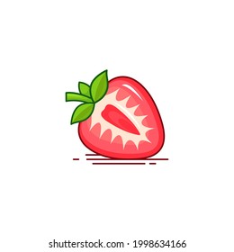 half piece of strawberry  vector illustration