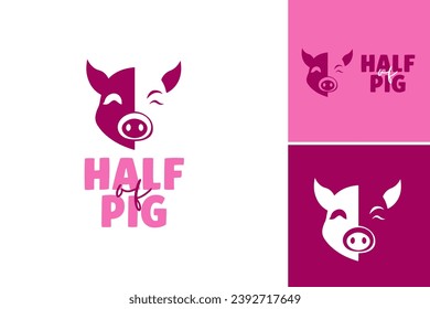 Half pig logo design template. depicts a logo design of half a pig, suitable for butcher shops, pork products, and barbecue restaurants. This asset conveys a distinct and memorable branding image.