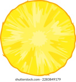 Half Pineapple Ananas Circle Sliced Yellow Fruit Tropical Juicy Summer Isolated