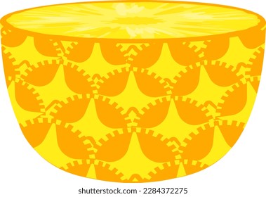 Half Pineapple Ananas Sliced Bowl Yellow Fruit Tropical Juicy Summer Isolated