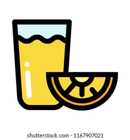 Half pineapple and pineapple juice vector illustration in line color design
