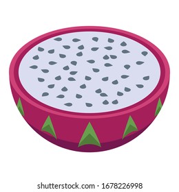 Half pitaya icon. Isometric of half pitaya vector icon for web design isolated on white background