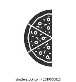 Half of pizza glyph icon. Silhouette symbol. Pizzeria sign. Negative space. Vector isolated illustration