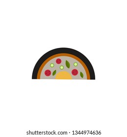 Half of pizza on white background