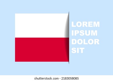 Half Poland flag vector with copy space, country flag with shadow style, horizontal slide effect, Poland icon design asset, text area, simple flat design