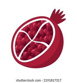 half pomegranate fruit healthy icon