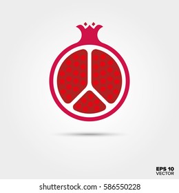 half pomegranate fruit vector icon