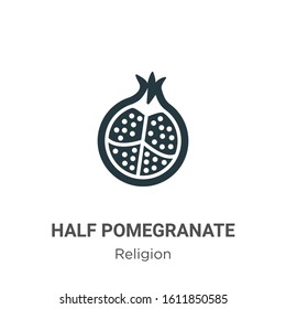 Half pomegranate glyph icon vector on white background. Flat vector half pomegranate icon symbol sign from modern religion collection for mobile concept and web apps design.