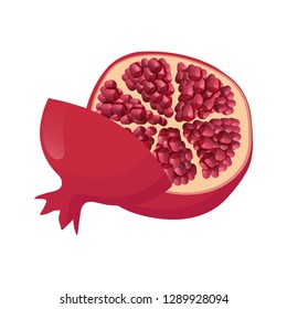 Half of pomegranate icon. Flat illustration of half of pomegranate vector icon for web isolated on white.
