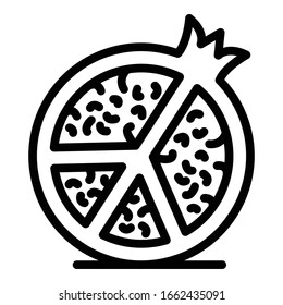 Half pomegranate icon. Outline half pomegranate vector icon for web design isolated on white background