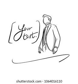 half portrait businessman with copyspace vector illustration sketch hand drawn with black lines isolated on white background