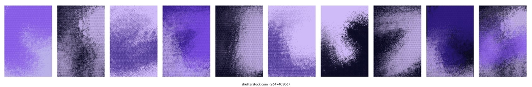 Half poster purple abstract art. Background halftone punk purple cover. Punk poster dot effect. Vector illustration