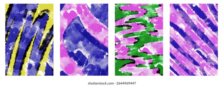 Half poster scribble abstract art. Background halftone geometric wave cover. Punk poster dot effect. Vector illustration