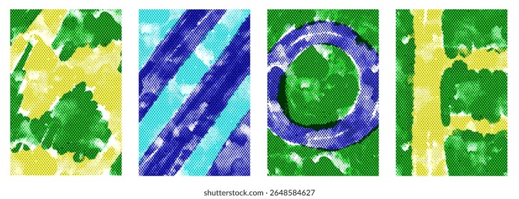 Half poster scribble abstract art. Background halftone geometric wave cover. Punk poster dot effect. Vector illustration