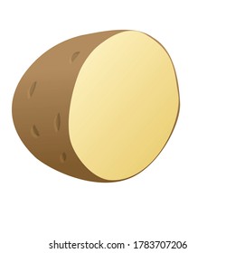 Half potato icon. Cartoon of half potato vector icon for web design isolated on white background