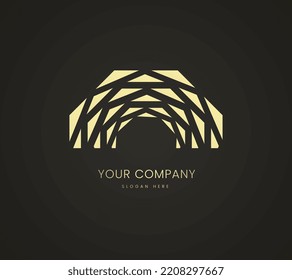 A half premium pieces triangles logo design, and pieces of circle cuts s templates for busineww and company. abstract gold logo creative minimal monochrome symbol design