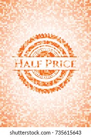 Half Price abstract orange mosaic emblem with background