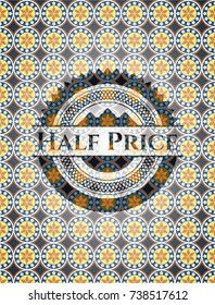 Half Price arabic badge. Arabesque decoration.