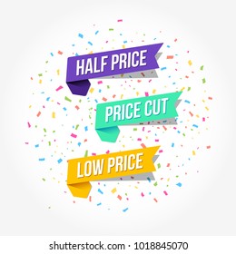 Half Price, Price Cut & Low Price Tags