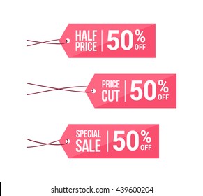 Half Price, Price Cut & Special Sale 50% Off Labels